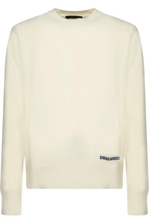 Dsquared2 Swetry, Mężczyzna, Biały, M, Wełna, Biały sweter dzianinowy