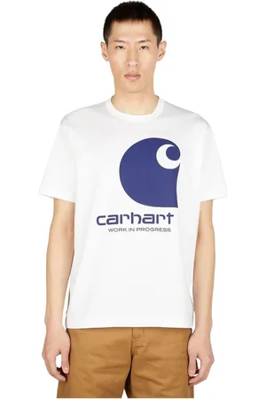 Carhartt Koszulki, Mężczyzna, Biały, M, Bawełna, Koszulka z nadrukiem logo