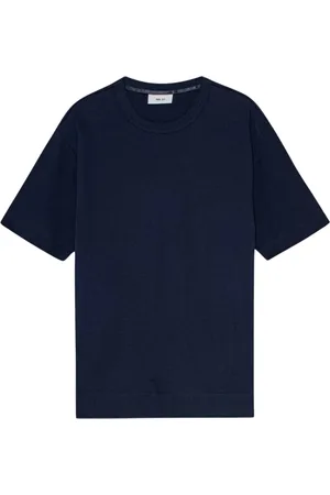 NN.07 Koszulki, Mężczyzna, Niebieski, S, Granatowy T-shirt z Merkeryzowanej Bawełny