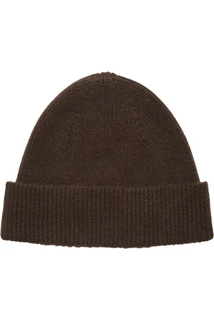 Ermenegildo Zegna Akcesoria, Mężczyzna, brązowy, ONE SIZE, Kaszmir, Prążkowana czapka beanie z kaszmiru