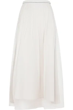 Brunello Cucinelli Spódnice, Kobieta, Biały, S, Organza, Organza Plisse Skirt