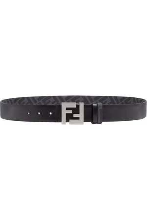 Fendi Akcesoria, Mężczyzna, Czarny, 100 CM, Skóra, Pasek z ćwiekami i odwracalną klamrą FF Squared