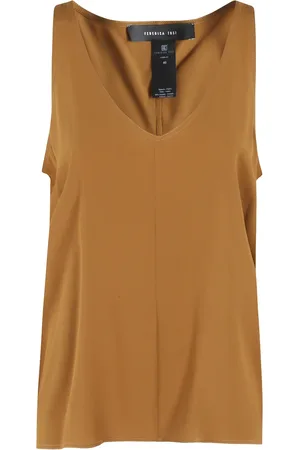 FEDERICA TOSI Koszulki, Kobieta, brązowy, S, Amber Crepe de Chine Tank Top