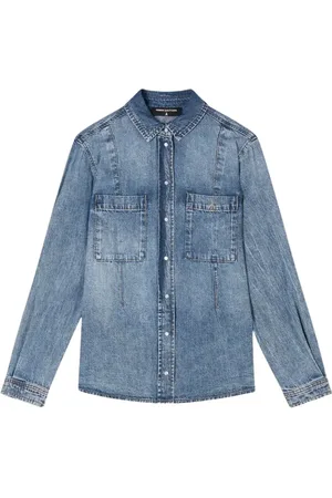 Patrizia Pepe Kurtki, Kobieta, Niebieski, S, Denim, Koszula Denim Art. 8C0771D098
