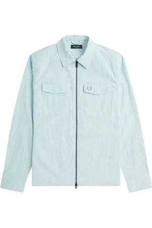 Fred Perry Kurtki, Mężczyzna, Niebieski, M, Poliester, Lekka koszula wierzchnia