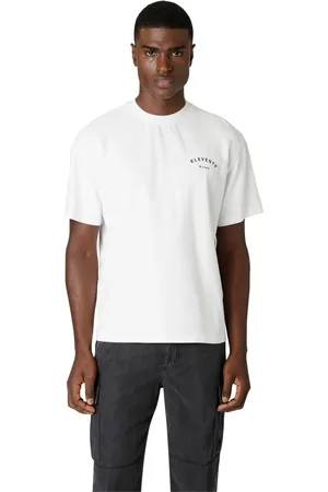 ELEVENTY Koszulki, Mężczyzna, Biały, XS, Bawełna, Bawełniany T-shirt z logo z okrągłym dekoltem
