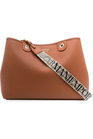 Emporio Armani Torebki, Kobieta, brązowy, ONE SIZE, Brązowa Skórzana Torba z Paskiem z Logo