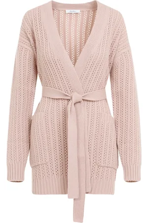 Max Mara Swetry, Kobieta, Różowy, M, Wełna, Perforowany Kardigan