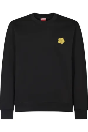 Kenzo Bluzy, Mężczyzna, Czarny, L, Czarny Kwiatowy Haftowany Slim Bluza