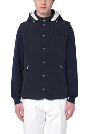 Brunello Cucinelli Kurtki, Mężczyzna, Niebieski, L, Stylowa Kamizelka Puchowa Kurtka
