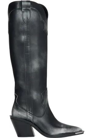 Estro Buty, Kobieta, Czarny, 38 EU, Skóra, Wysokie Czarne Kowbojki Vintage