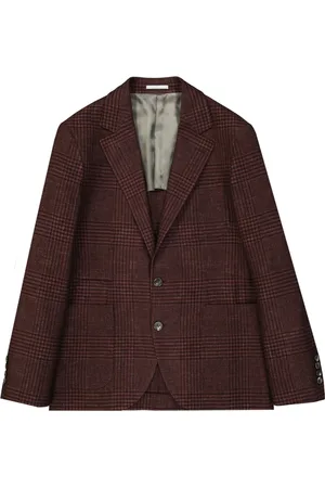 Brunello Cucinelli Kurtki, Mężczyzna, Czerwony, M, Wełna, Czerwona kurtka w kratę tartan z wełny