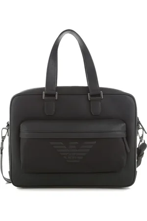 Emporio Armani Torebki, Mężczyzna, Czarny, ONE SIZE, Skóra, Elegancka czarna torba do pracy ze skóry