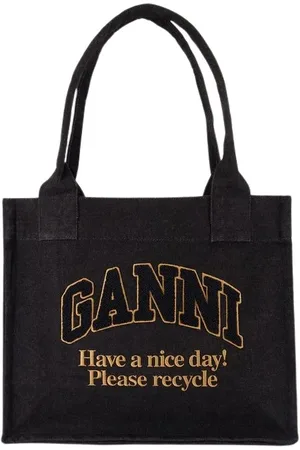 Ganni Torebki, Kobieta, Czarny, ONE SIZE, Bawełna, Torba Shopper z Bawełny