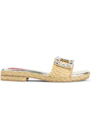 Roger Vivier Buty, Kobieta, Beżowy, 37 EU, Rafia Espadryle z Klamrą Strass