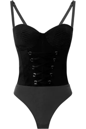 Elisabetta Franchi Koszulki, Kobieta, Czarny, L, Crêpe Bustier Body z Miseczkami z Ozdobnym Szwem