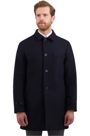 Brooks Brothers Płaszcze, Mężczyzna, Niebieski, L, Wełna, Granatowy płaszcz z mieszanki wełny