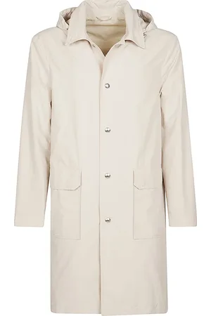ELEVENTY Płaszcze, Mężczyzna, Beżowy, 2XL, Bawełna, Trenchcoat z odpinanym kapturem