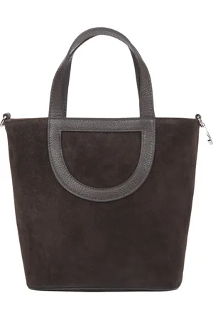 Estro Torebki, Kobieta, brązowy, ONE SIZE, Skóra, Ciemnobrązowa torebka typu bucket bag