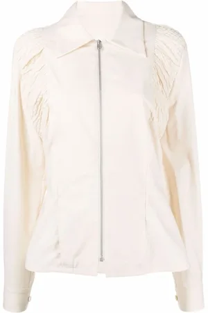 Maison Margiela Bluzki, Kobieta, Biały, S, Bawełna, Koszula bawełniana z długim rękawem