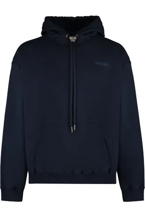 VERSACE Bluzy, Mężczyzna, Niebieski, M, Rozciągliwy bawełniany hoodie