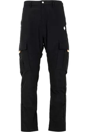 MARCELO BURLON Spodnie, Mężczyzna, Czarny, S, Spodnie Cargo z Logo Krzyża