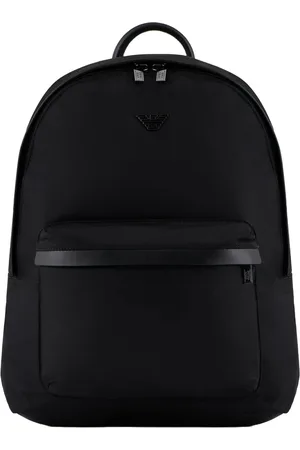 Emporio Armani Torebki, Mężczyzna, Czarny, ONE SIZE, Nylon, Nylonowy plecak z detalami ze skóry