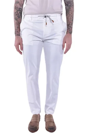 ELEVENTY Spodnie, Mężczyzna, Biały, W33, Bawełna, Spodnie dresowe o kroju slim-fit