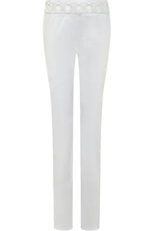 Dsquared2 Jeansy, Kobieta, Biały, 2XS, Bawełna, Białe spodnie skinny jeans z aplikacjami w kształcie pierścieni