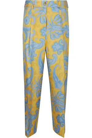 Etro Spodnie, Kobieta, Wielobarwność, S, Niebieskie Eleganckie Damskie Spodnie z Jedwabiu