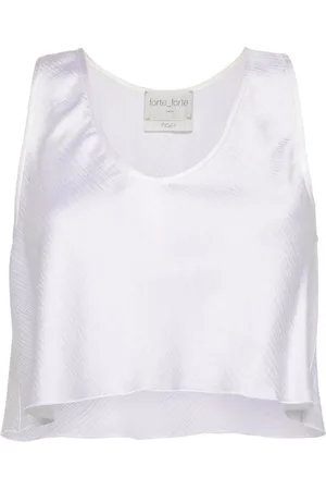 FORTE FORTE Koszulki, Kobieta, Biały, L, Satyna, Pure Satin Top