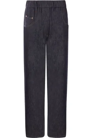 Brunello Cucinelli Spodnie, Kobieta, Niebieski, XS, Bawełna, Lekkie, dżinsowe spodnie baggy