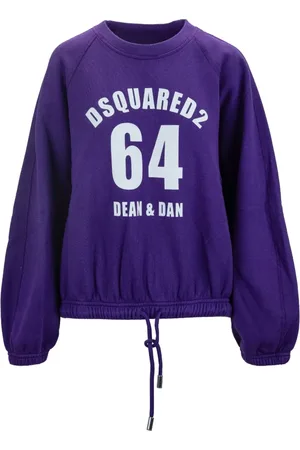 Dsquared2 Bluzy, Kobieta, Fioletowy, S, Bawełna, Bluza dresowa typu Pullover z nadrukiem marki