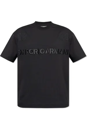 Emporio Armani Koszulki, Mężczyzna, Niebieski, L, Bawełna, Bawełniany T-shirt z Krótkim Rękawem