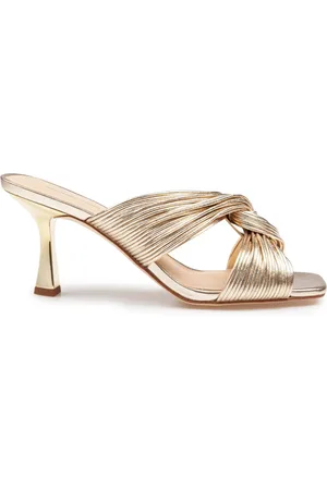 Michael Kors Buty, Kobieta, Żółty, 37 EU, Złote Metaliczne Mule z Obcasem 8,5 cm