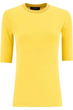 Fabiana Filippi Koszulki, Kobieta, Pomarańczowy, L, Bawełna, Prążkowany T-shirt Slim Fit z Bawełny
