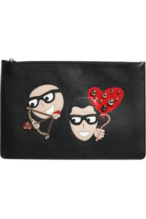 Dolce & Gabbana Torebki, Mężczyzna, Czarny, ONE SIZE, Zdobiona torebka na zamek błyskawiczny z ćwiekami