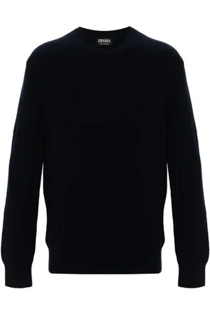 Ermenegildo Zegna Swetry, Mężczyzna, Czarny, M, Kaszmir, Sweter B98 Crewneck