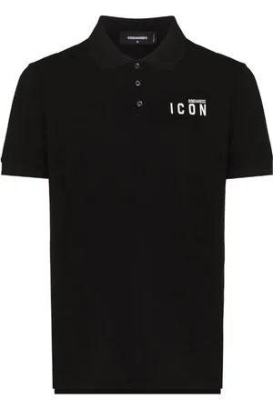Dsquared2 Koszulki, Mężczyzna, Czarny, M, Bawełna, Koszulka Polo z Nadrukiem Ikon