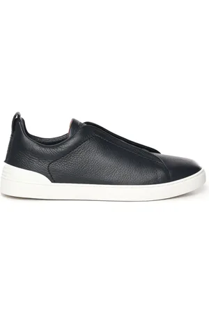 Ermenegildo Zegna Buty, Mężczyzna, Niebieski, 45 EU, Skóra, Granatowe wsuwane sneakersy z gumką