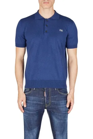 Dsquared2 Koszulki, Mężczyzna, Niebieski, M, Bawełna, Sportowa koszulka polo z dżerseju