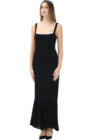Mar De Margaritas Sukienki, Kobieta, Czarny, S, Czarna Długa Sukienka Denise Elegancka