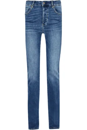 Liu Jo Jeansy, Kobieta, Niebieski, W29, Denim, Jeansyy Denim z Wysokim Stanem i Prostymi Nogawkami