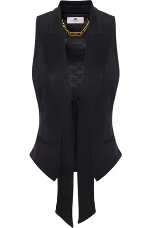 Elisabetta Franchi Kurtki, Kobieta, Czarny, M, Poliester, Stylowy Gilet