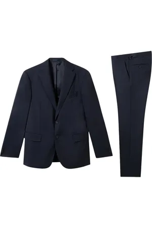 Brooks Brothers Garnitury, Mężczyzna, Niebieski, XS, Wełna, Zelander Herringbone Wełniany Garnitur