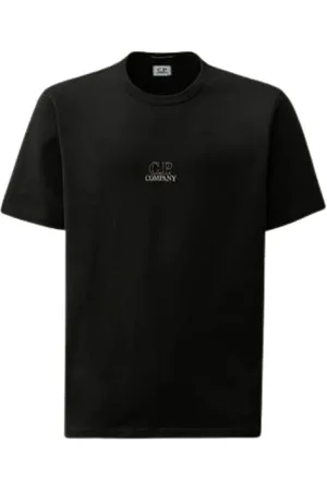C.P. Company Koszulki, Mężczyzna, Czarny, S, Bawełna, Czarny bawełniany T-shirt