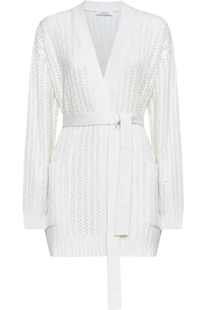 Max Mara Swetry, Kobieta, Biały, S, Wełna, Balzac Crochet Cardigan