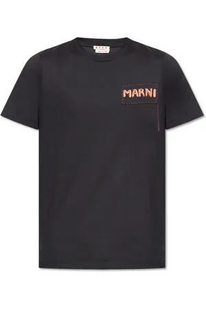 Marni Koszulki, Mężczyzna, Czarny, L, Bawełna, Koszulka T-Shirt z Naszywką