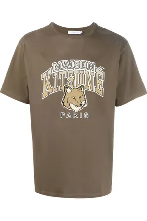 Maison Kitsuné Koszulki, Mężczyzna, Zielony, M, Bawełna, Campus Fox Relaxed T-Shirt