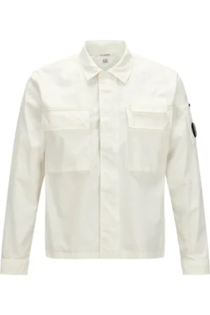 C.P. Company Koszule, Mężczyzna, Biały, XL, Bawełna, Koszulka Casual Zapinana na Zamek